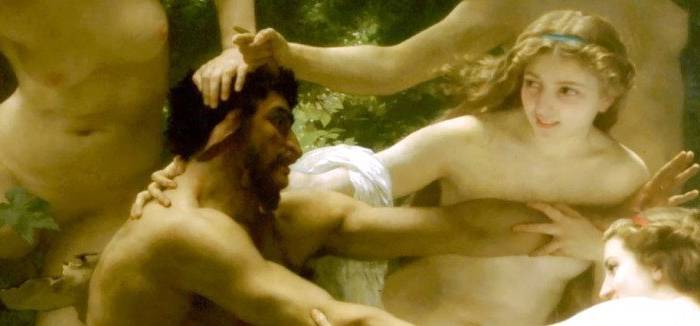 The Sensual Fairy and the Dark Faun - Nymphs and Satyr - Detail - William Adolphe Bouguereau - 1873